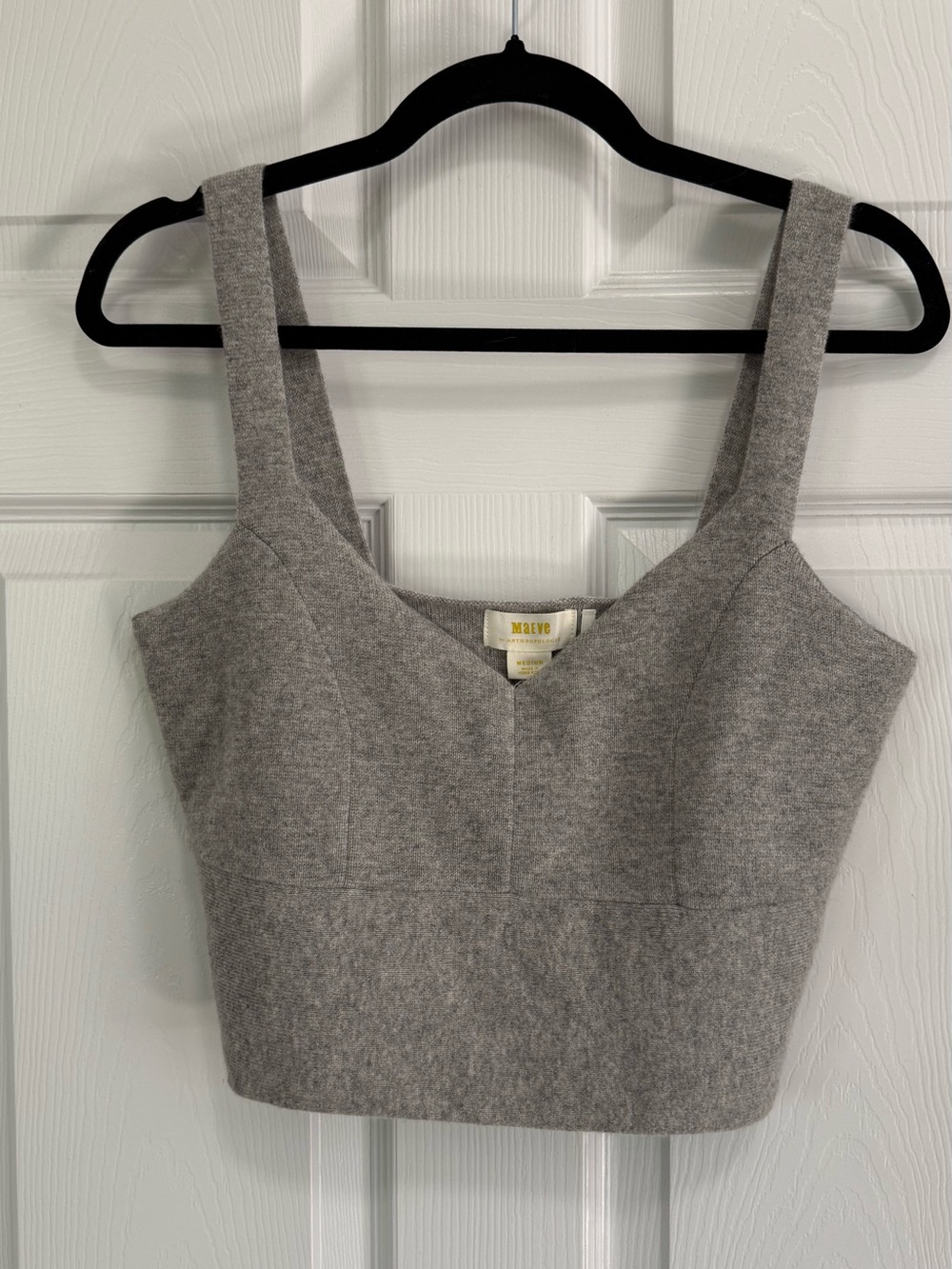 Anthropologie | Maeve Cashmere Crop Top - heather gray - size medium - Picture 2 of 5